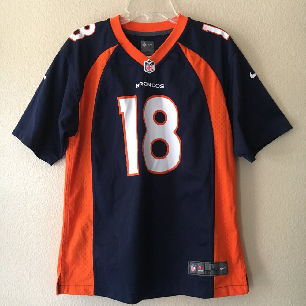 Peyton MANNING 18 Denver Broncos Youth Large Nike On Field NFL Jersey Blue